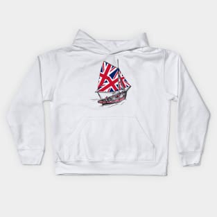 United Kingdom Flag Sailor Ship Support UK Team Independence Day Kids Hoodie